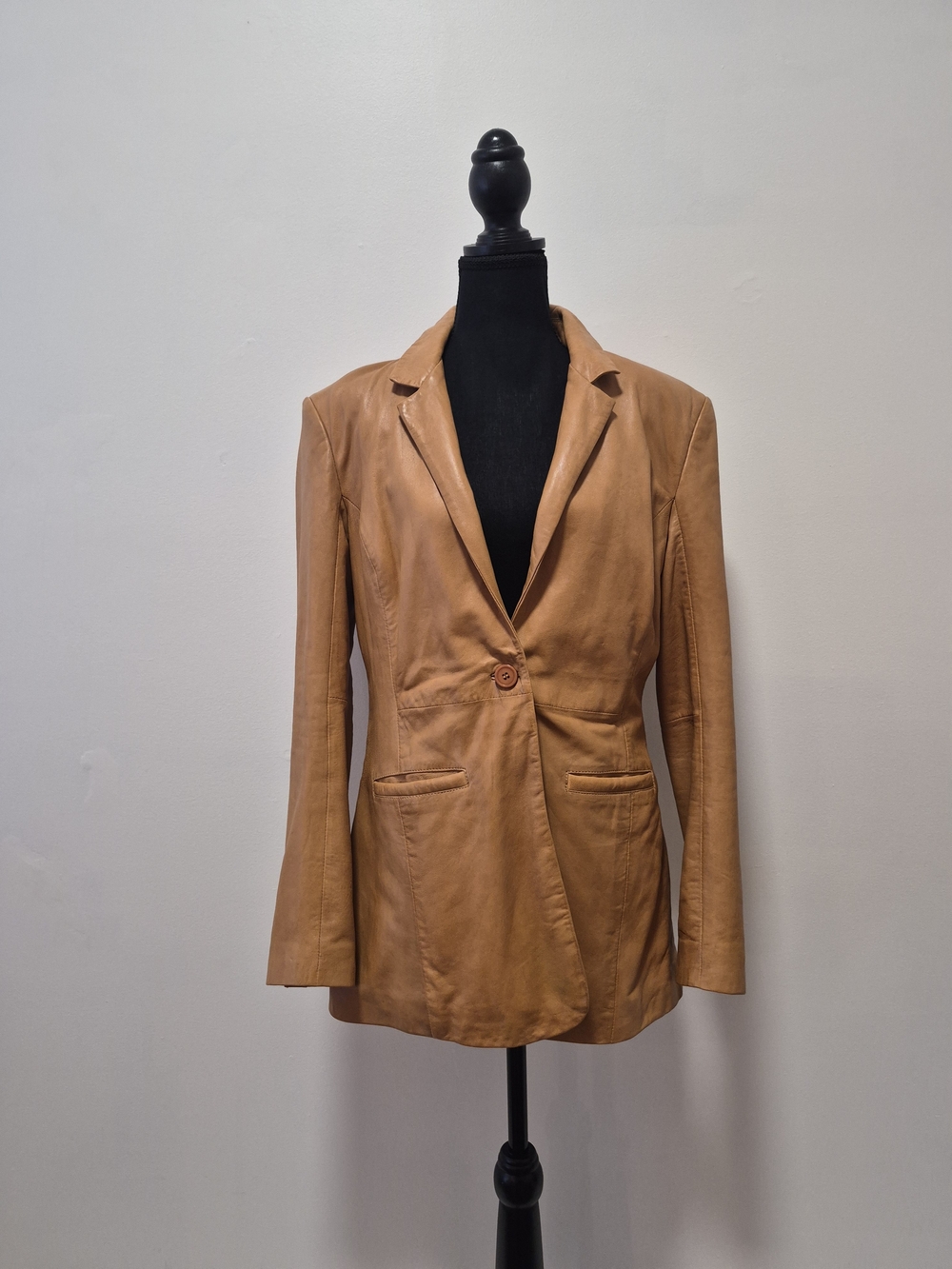 Bod & Christensen Tan Leather Blazer Jacket Size Medium